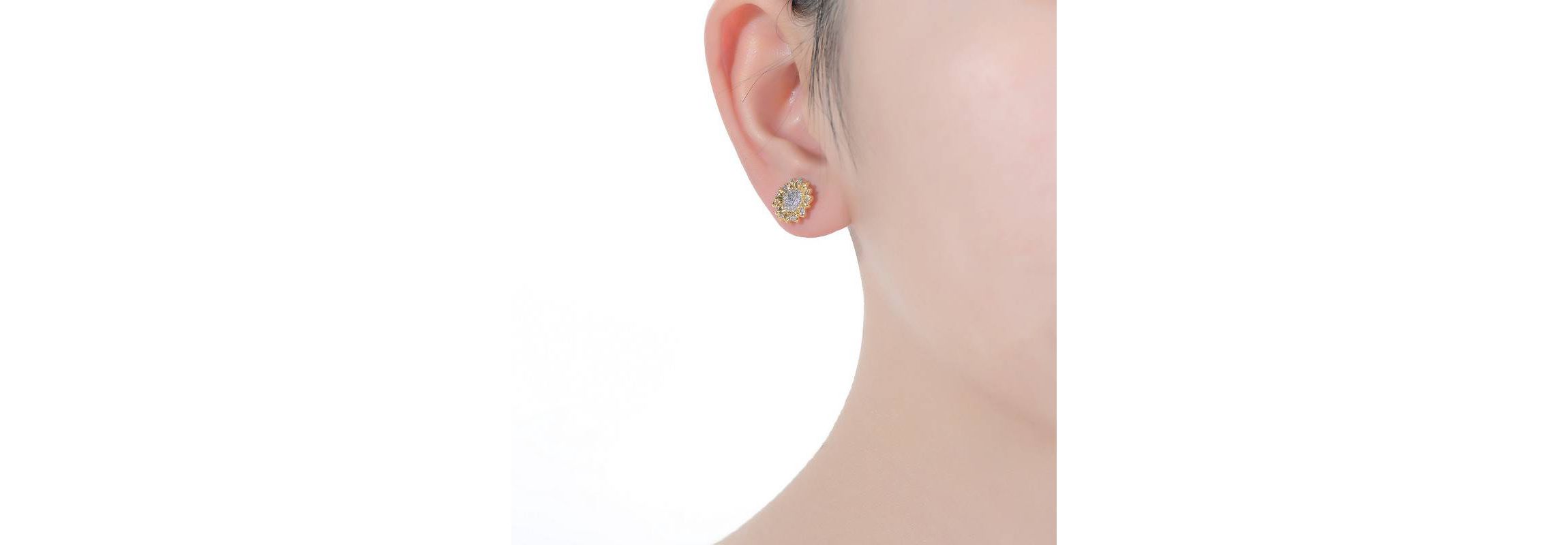 Lab Created Chic 14K Gold Plated Cubic Zirconia Stud Earrings