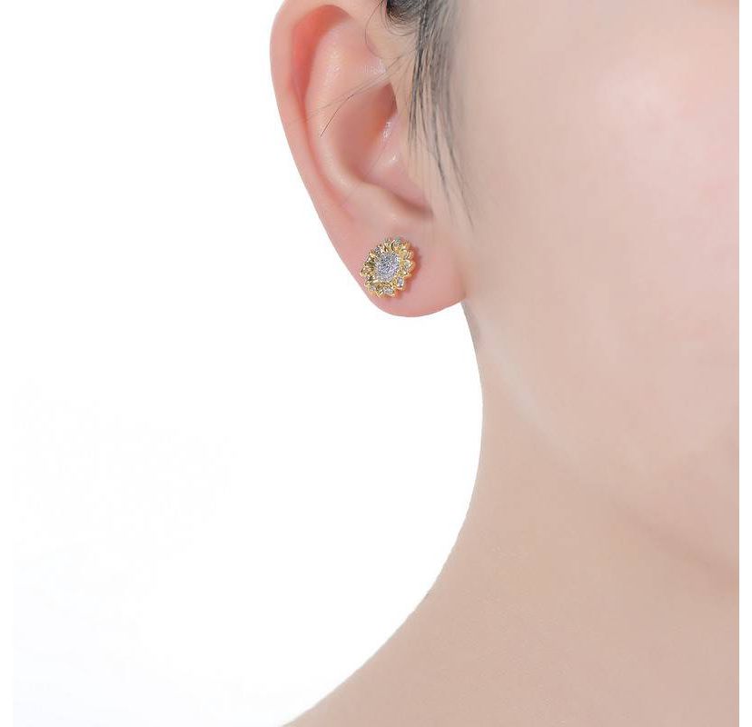 Lab Created Chic 14K Gold Plated Cubic Zirconia Stud Earrings
