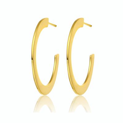 Rozzato Lab Created 14K Gold Plated Large Open Hoop Earrings