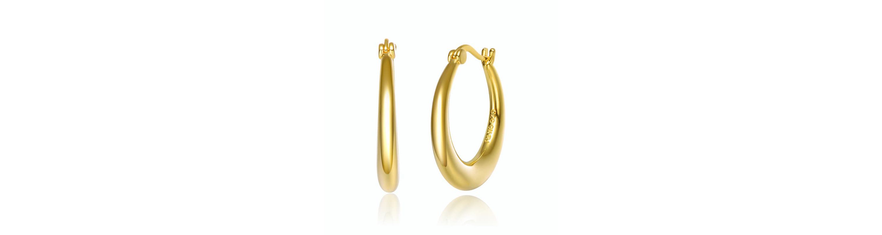 Lab Created 14K Gold Plated Large Hoop Earrings