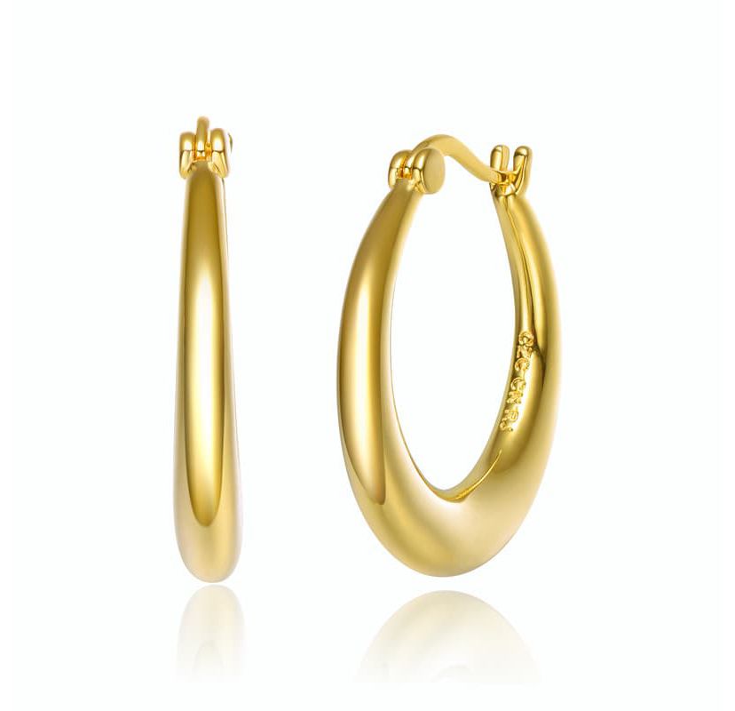 Lab Created 14K Gold Plated Large Hoop Earrings