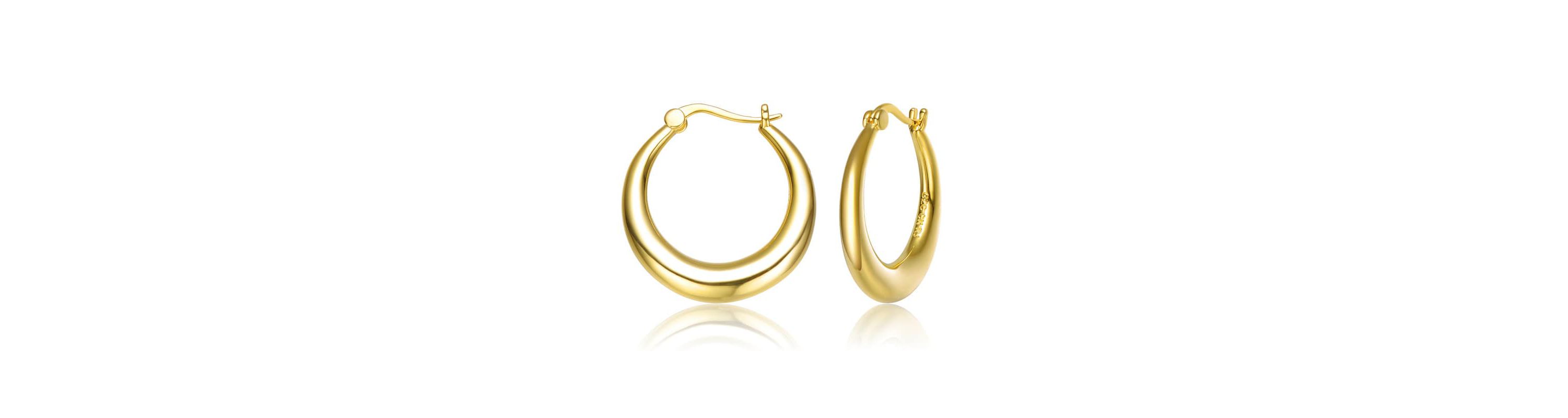 Lab Created 14K Gold Plated Large Hoop Earrings