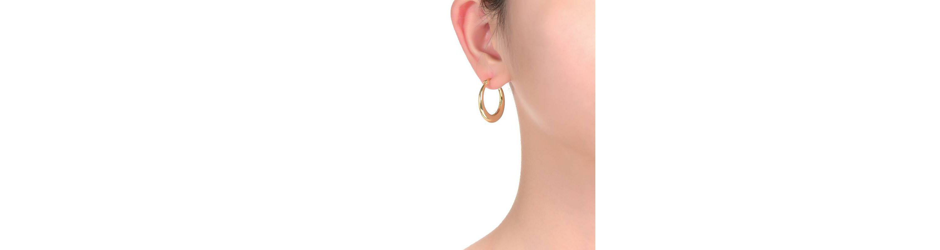 Lab Created 14K Gold Plated Large Hoop Earrings