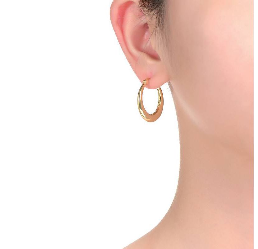 Lab Created 14K Gold Plated Large Hoop Earrings