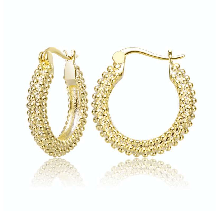Lab Created 14K Gold Plated Ribbed Hoop Earrings