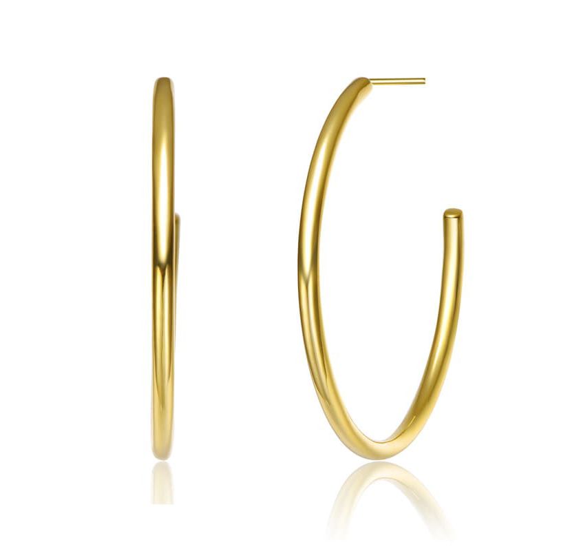Lab Created 14K Gold Plated Large Open Hoop Earrings