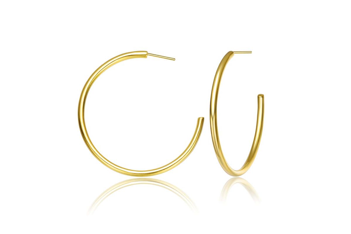 Lab Created 14K Gold Plated Large Open Hoop Earrings