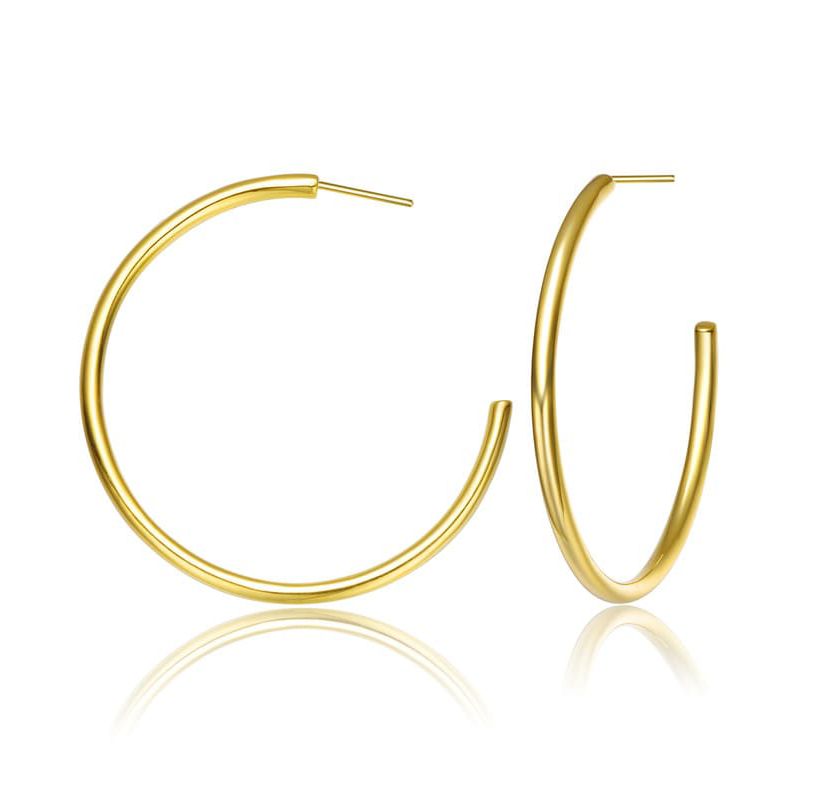Lab Created 14K Gold Plated Large Open Hoop Earrings