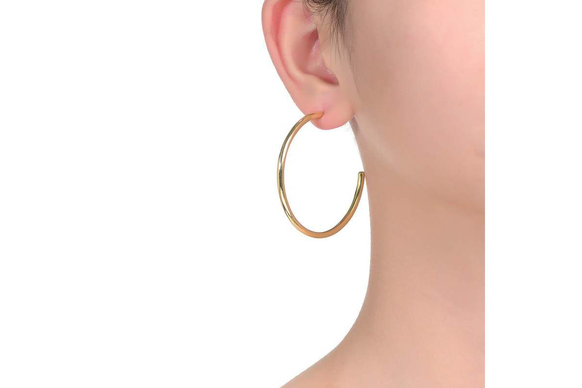 Lab Created 14K Gold Plated Large Open Hoop Earrings