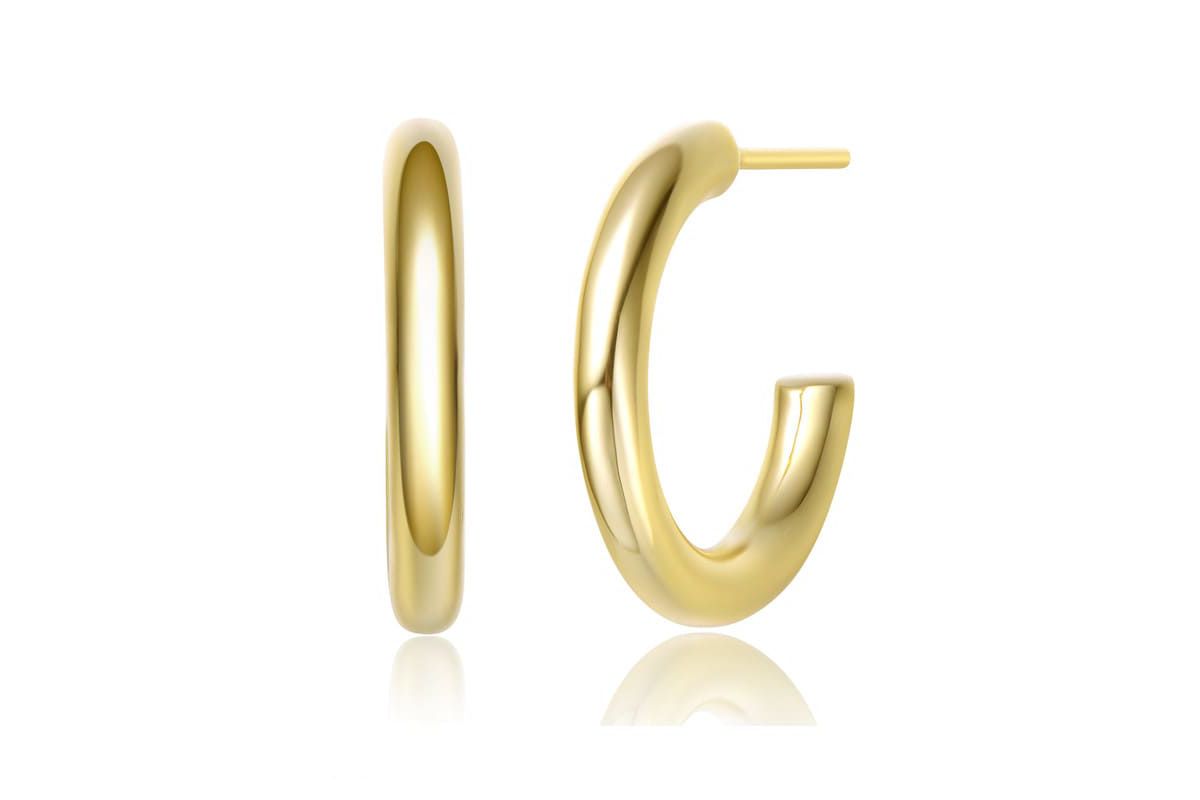 Lab Created 14K Gold Plated Open Hoop Earrings