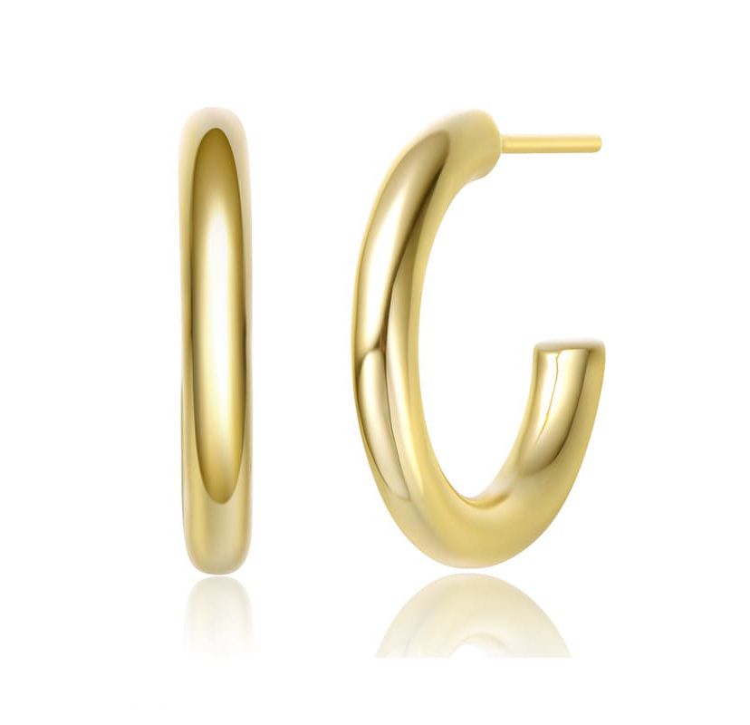 Lab Created 14K Gold Plated Open Hoop Earrings