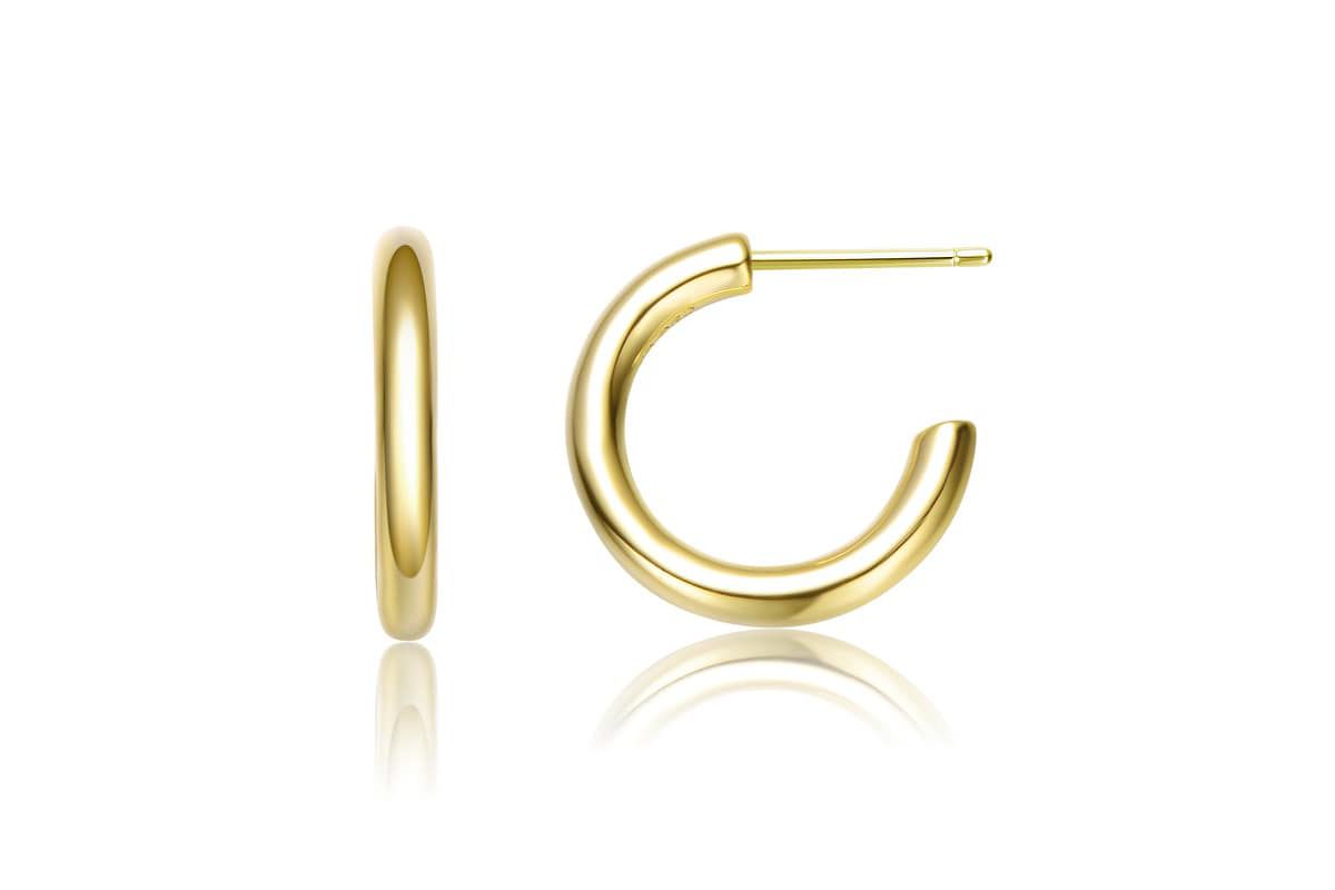 Lab Created 14K Gold Plated Open Hoop Earrings