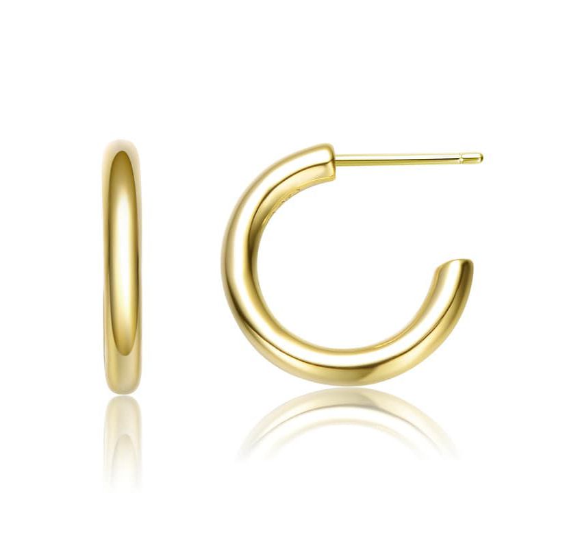 Lab Created 14K Gold Plated Open Hoop Earrings