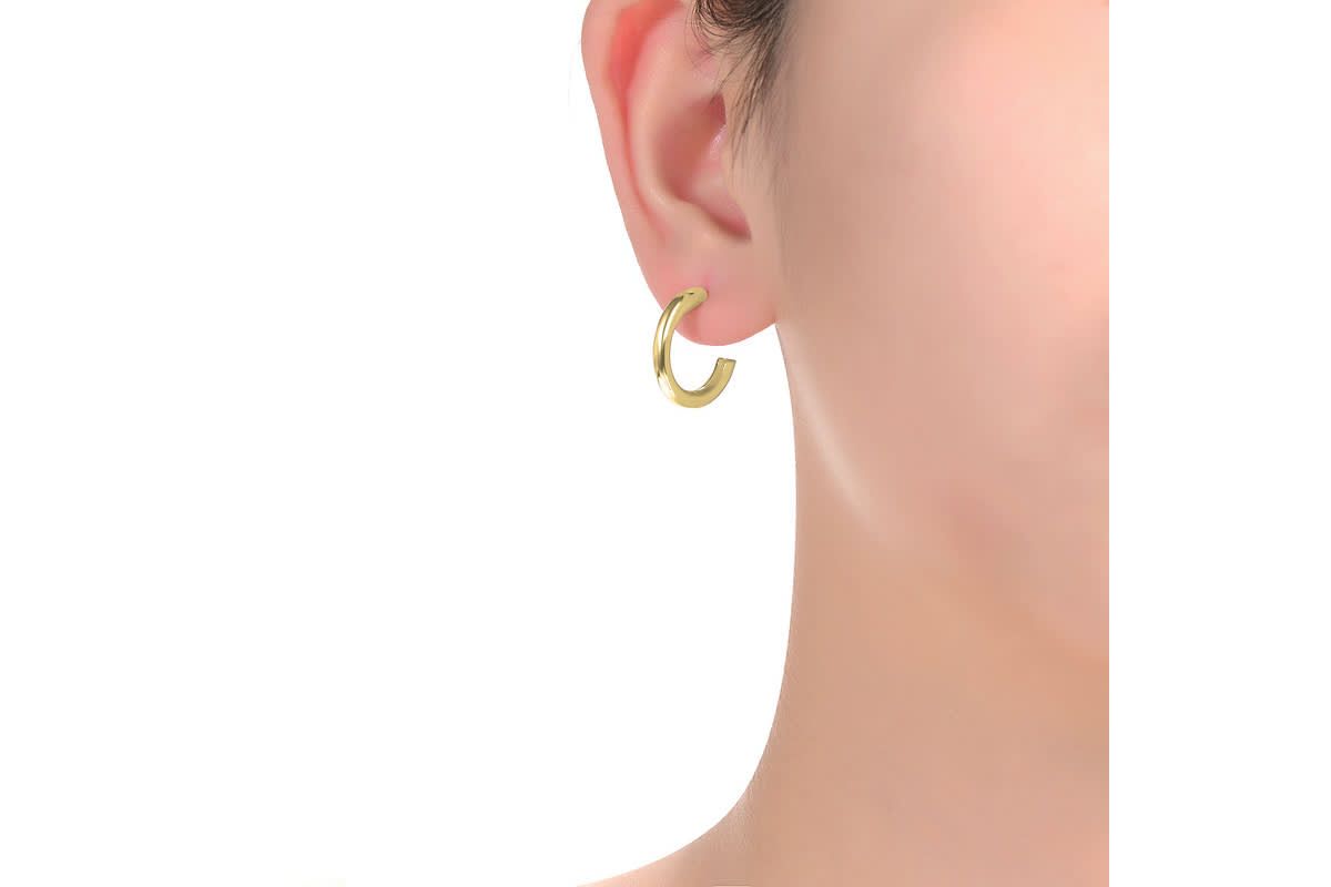Lab Created 14K Gold Plated Open Hoop Earrings