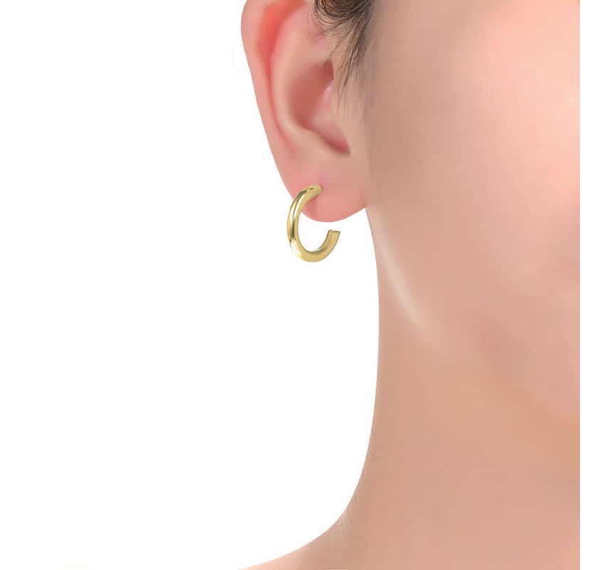 Lab Created 14K Gold Plated Open Hoop Earrings