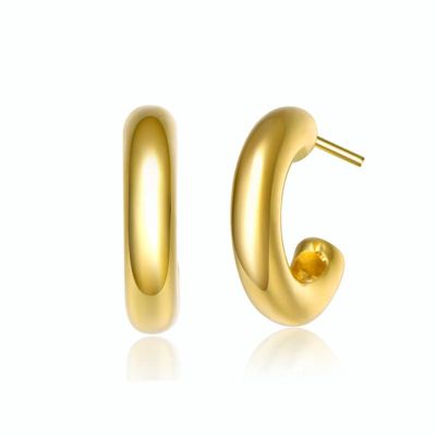 Rozzato Lab Created 14K Gold Plated Small Open Hoop Earrings for Teens