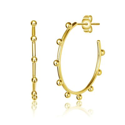 Rozzato Lab Created 14K Gold Plated Open Hoop Earrings