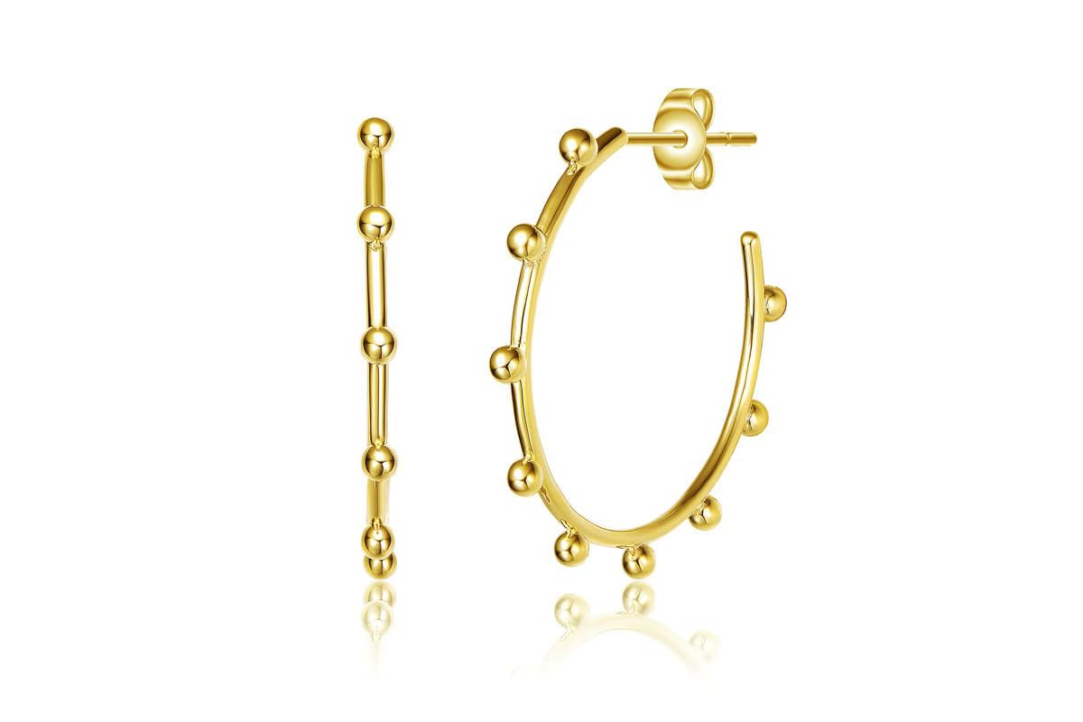 Lab Created 14K Gold Plated Open Hoop Earrings