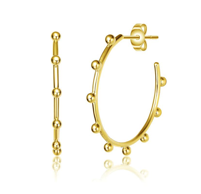 Lab Created 14K Gold Plated Open Hoop Earrings