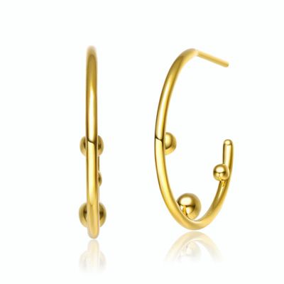 Rozzato Lab Created 14K Gold Plated Beaded Open Hoop Earrings