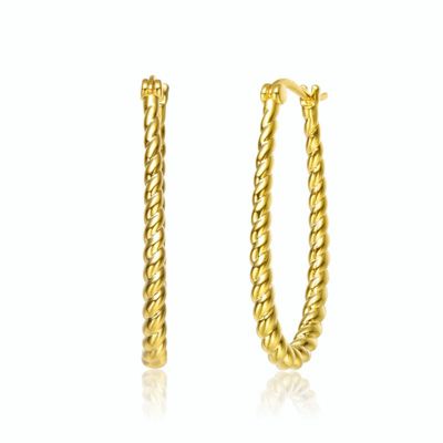 Rozzato Lab Created 14K Gold Plated "U" Large Hoop Earrings