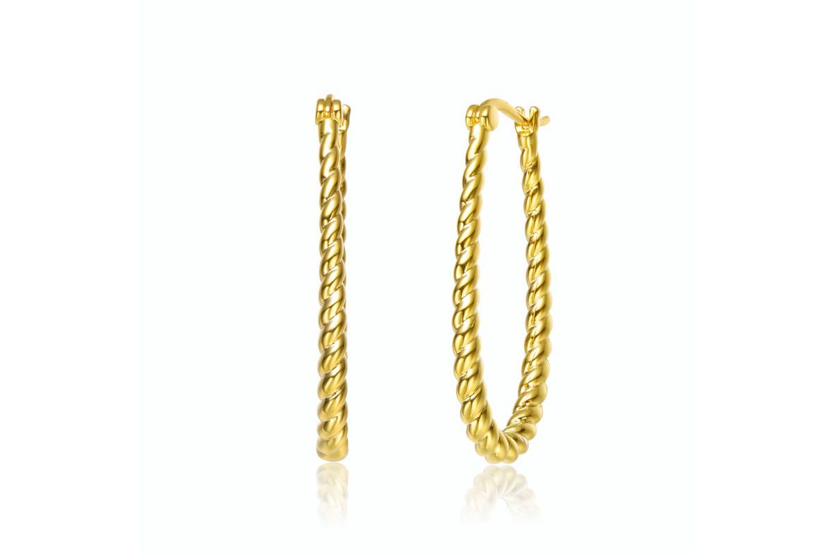 Lab Created 14K Gold Plated "U" Large Hoop Earrings
