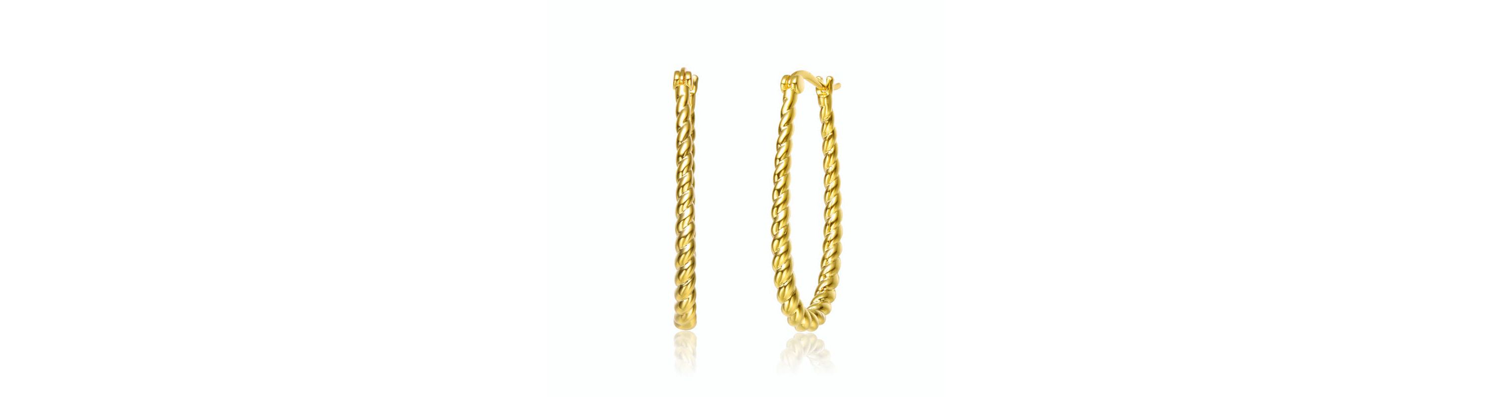 Lab Created 14K Gold Plated "U" Large Hoop Earrings