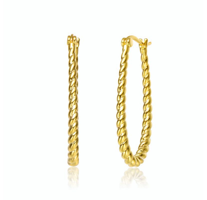 Lab Created 14K Gold Plated "U" Large Hoop Earrings