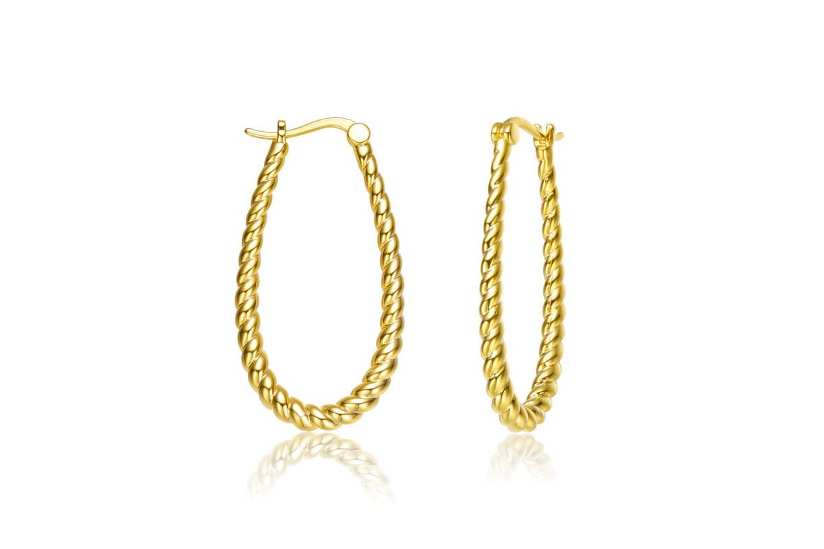 Lab Created 14K Gold Plated "U" Large Hoop Earrings