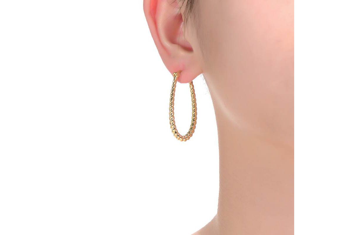 Lab Created 14K Gold Plated "U" Large Hoop Earrings