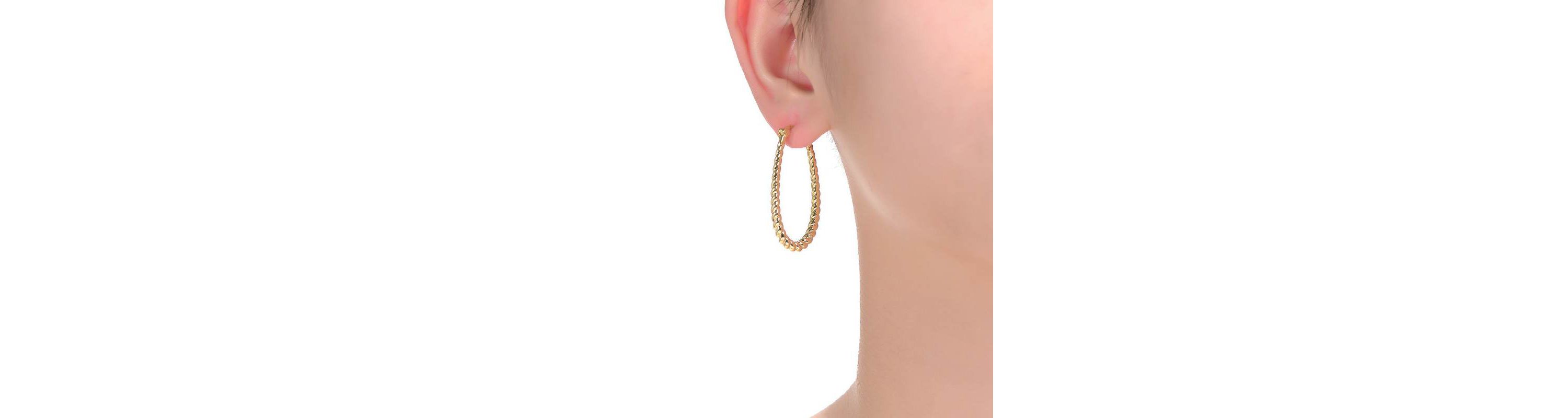 Lab Created 14K Gold Plated "U" Large Hoop Earrings