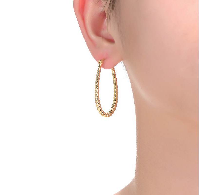 Lab Created 14K Gold Plated "U" Large Hoop Earrings