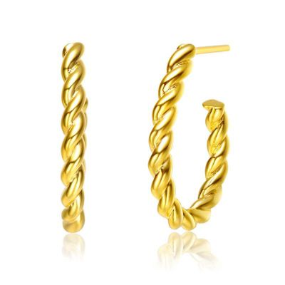 Rozzato Lab Created 14K Gold Plated Open Hoop Butterfly Post Back Earrings