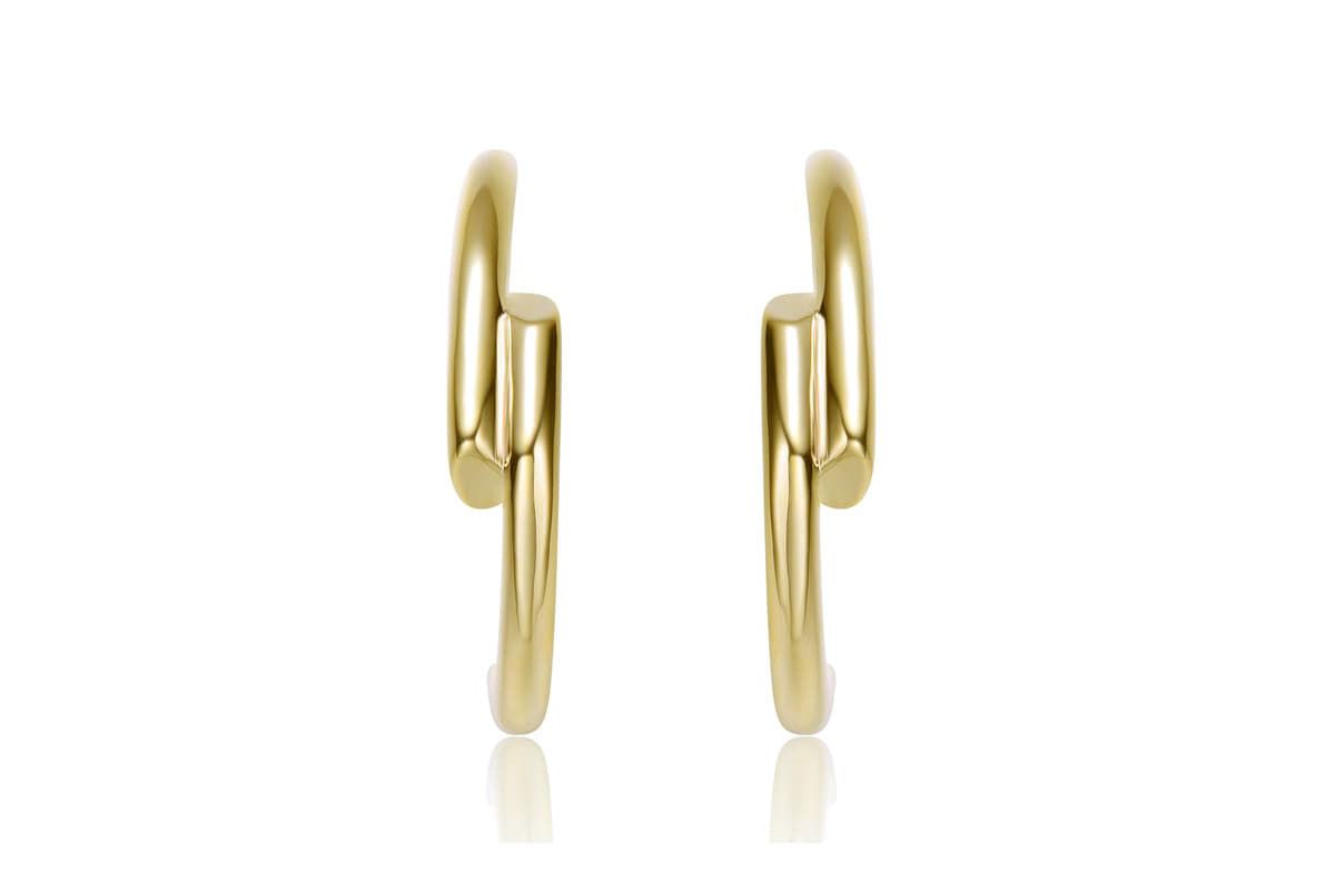 Lab Created 14K Gold Plated Sleek & Shiny Open Half Hoop Earrings