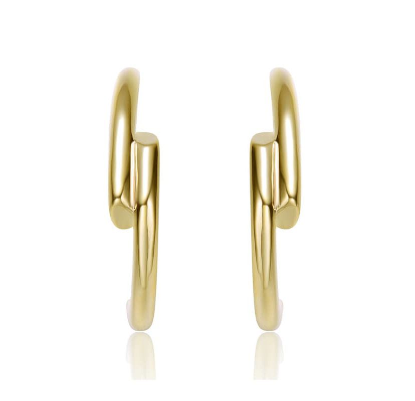 Lab Created 14K Gold Plated Sleek & Shiny Open Half Hoop Earrings