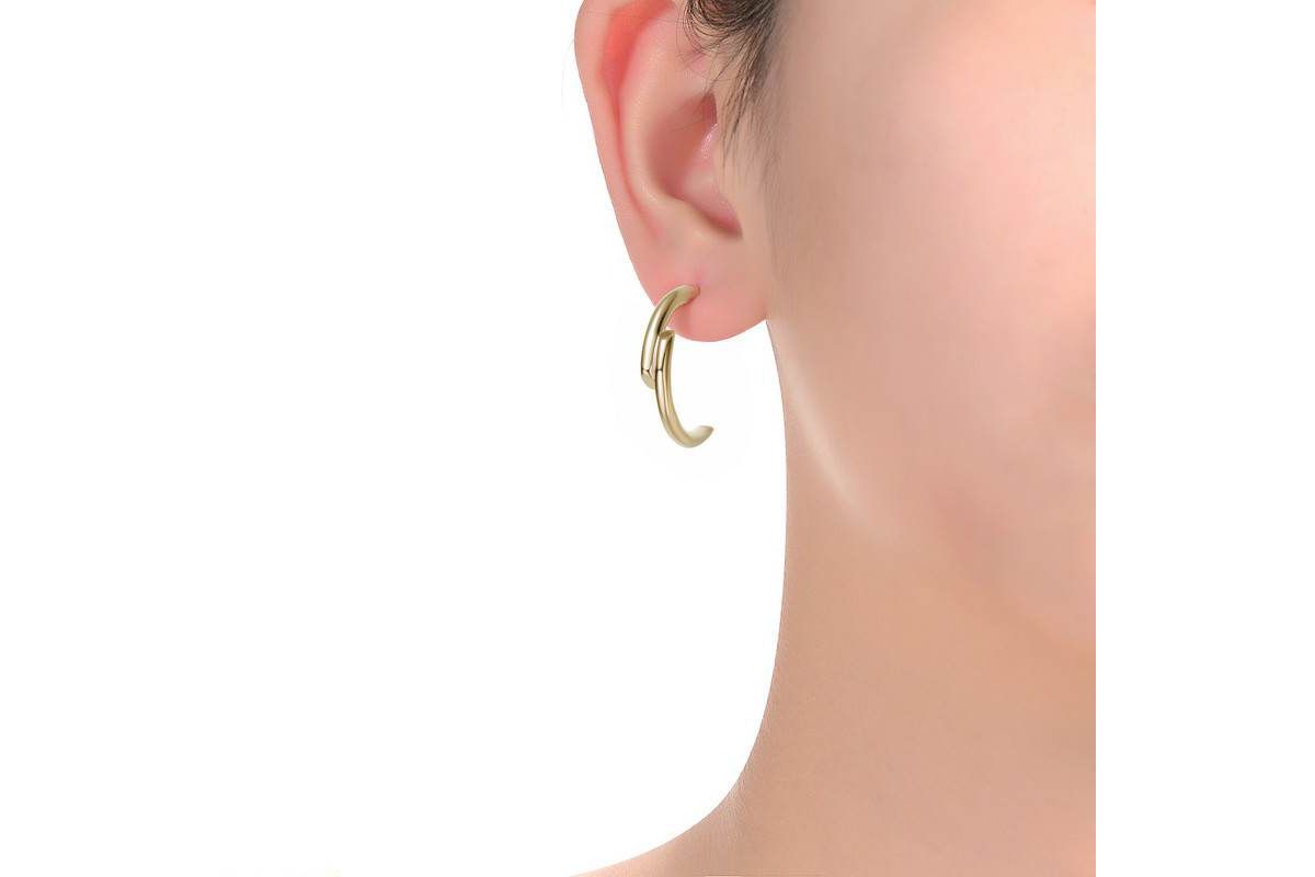Lab Created 14K Gold Plated Sleek & Shiny Open Half Hoop Earrings