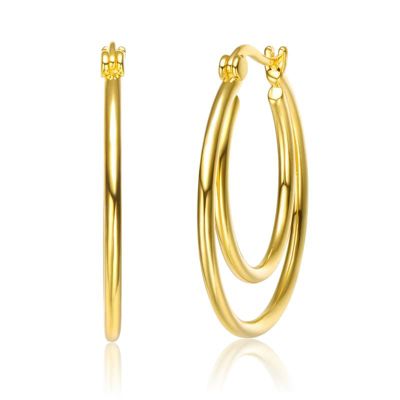 Rozzato Lab Created 14K Gold Plated Double stack Hoop Earrings