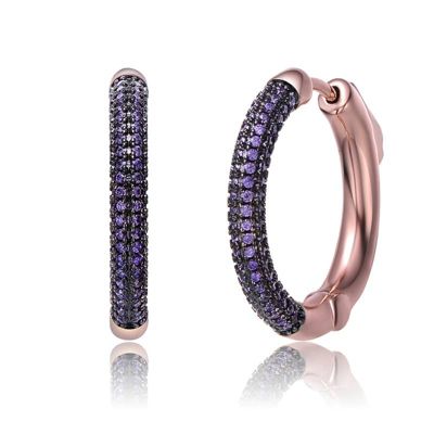 Rozzato Lab Created Black Plated and 18K Rose Gold Plated with Cubic Zirconia Hoop Earrings