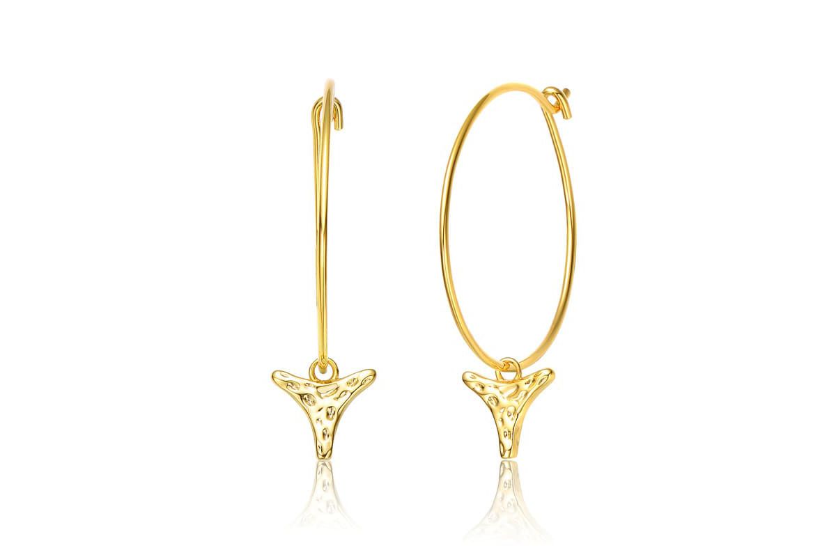 Lab Created 14K Gold Plated with Clear Cubic Zirconia Hoop Earrings