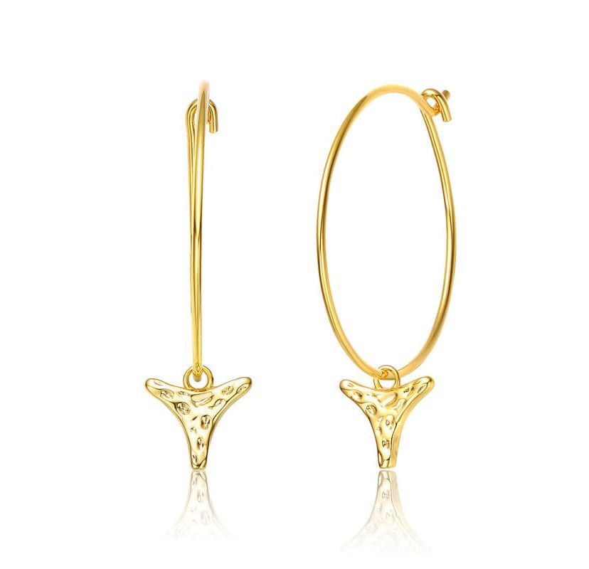 Lab Created 14K Gold Plated with Clear Cubic Zirconia Hoop Earrings