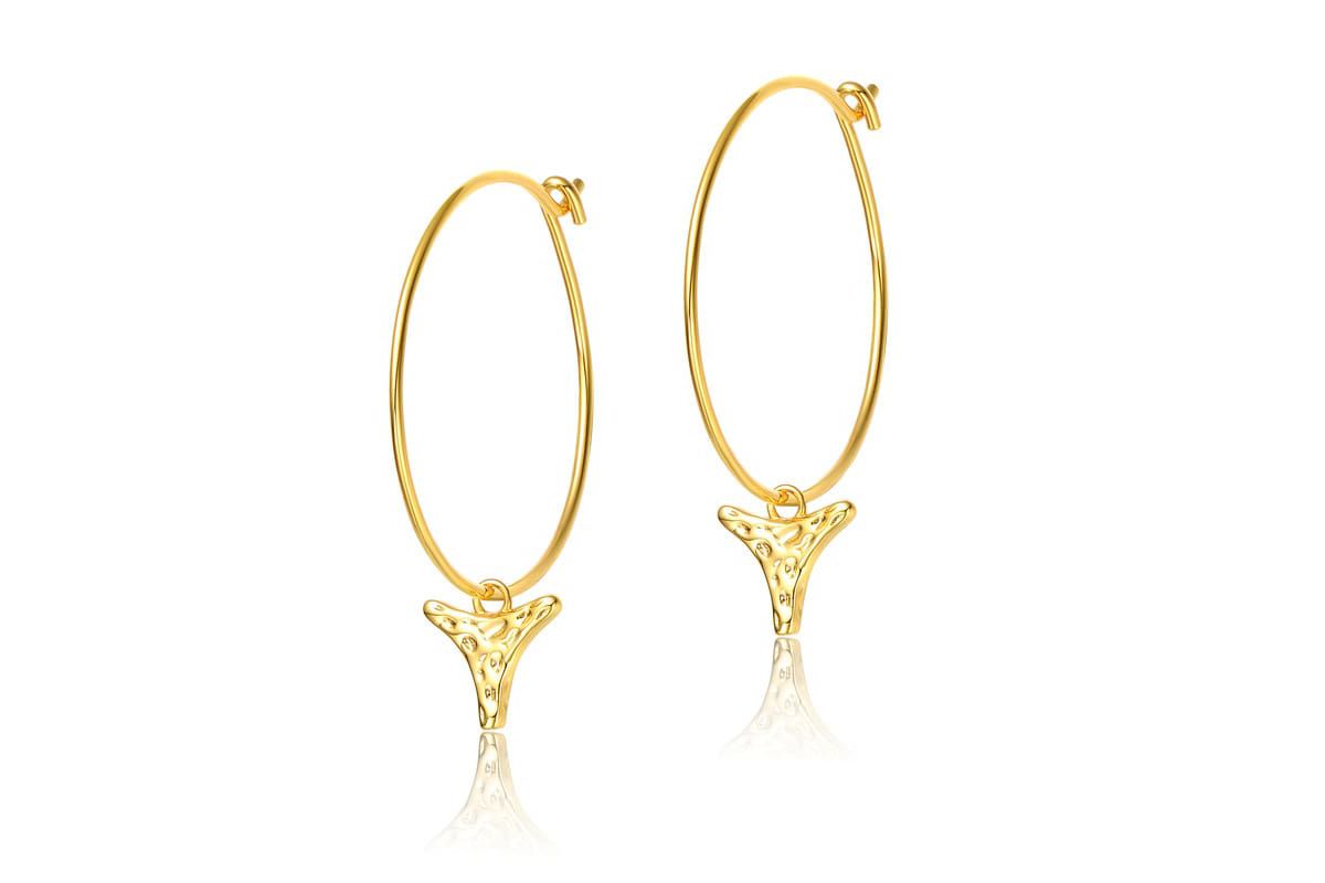Lab Created 14K Gold Plated with Clear Cubic Zirconia Hoop Earrings