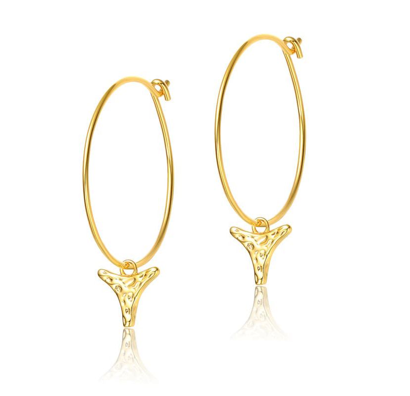 Lab Created 14K Gold Plated with Clear Cubic Zirconia Hoop Earrings