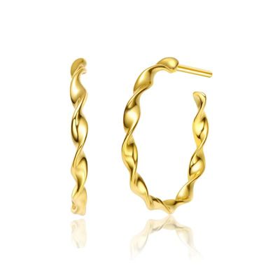 Rozzato Lab Created 14K Gold Plated Open Hoop Earrings