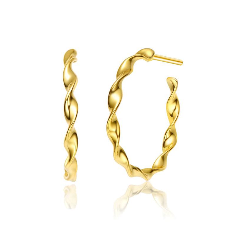 Lab Created 14K Gold Plated Open Hoop Earrings
