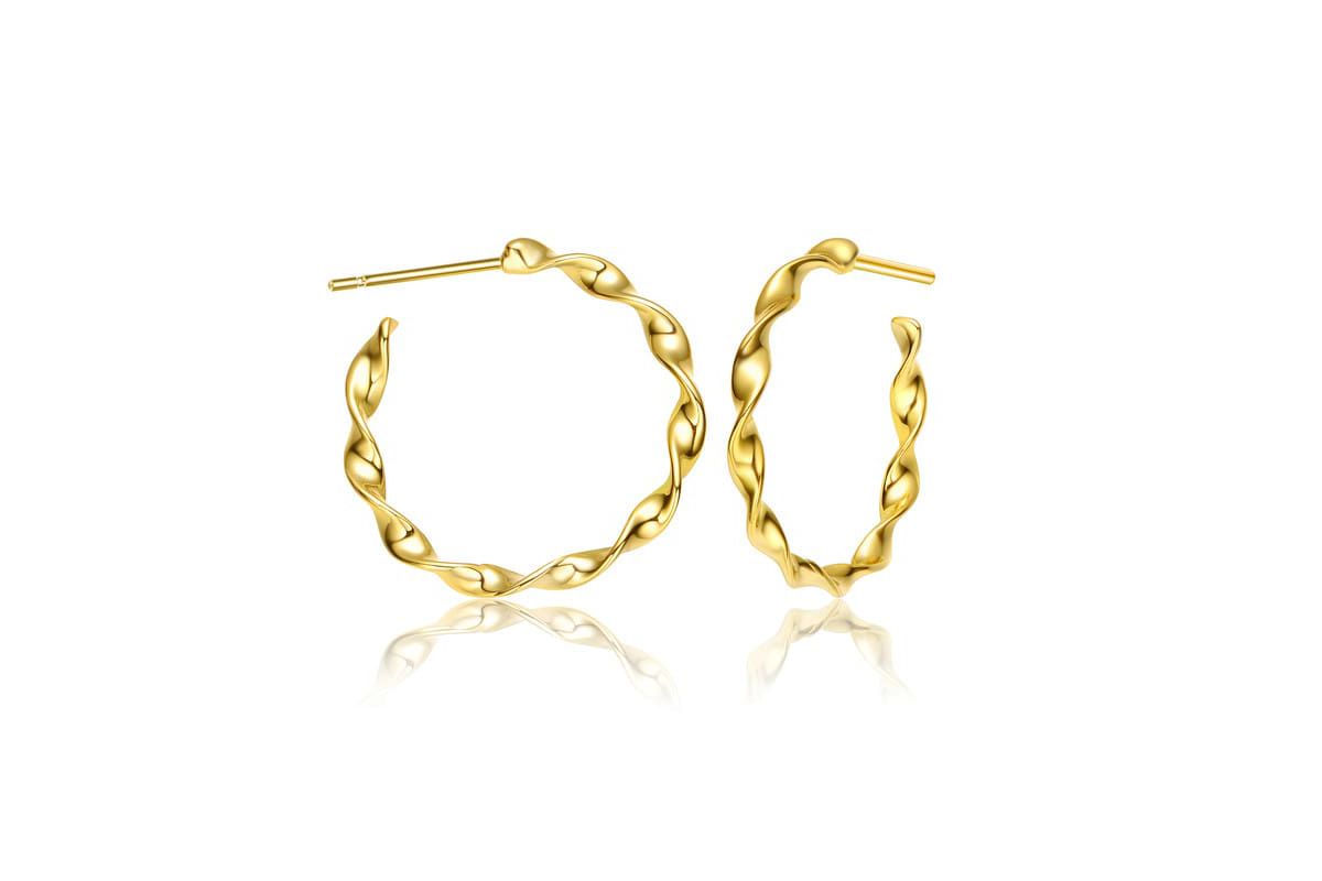 Lab Created 14K Gold Plated Open Hoop Earrings