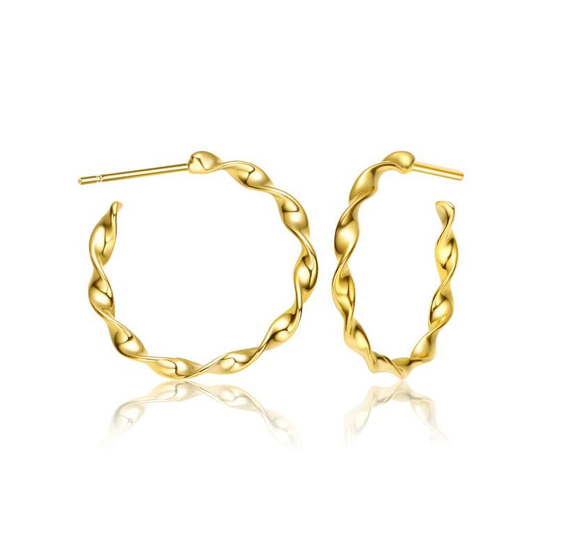 Lab Created 14K Gold Plated Open Hoop Earrings