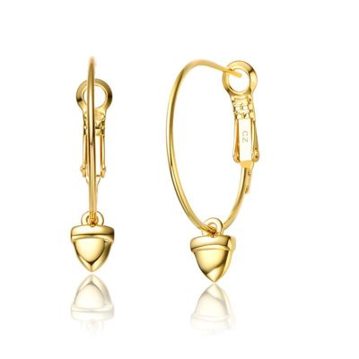 Rozzato Lab Created 14K Gold Plated with Clear Cubic Zirconia Heart Hoop Earrings