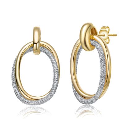 Rozzato Lab Created Two-Tone with Clear Cubic Zirconia Stud Earrings