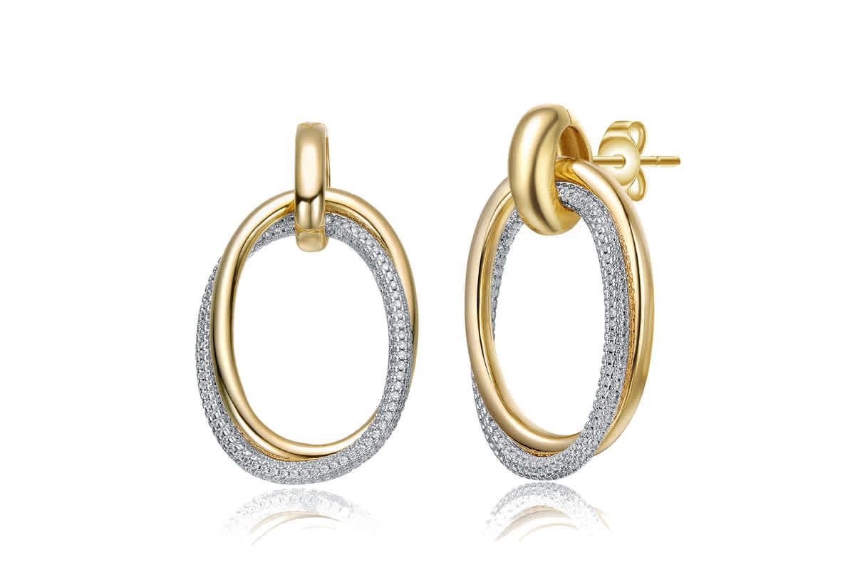 Lab Created Two-Tone with Clear Cubic Zirconia Stud Earrings