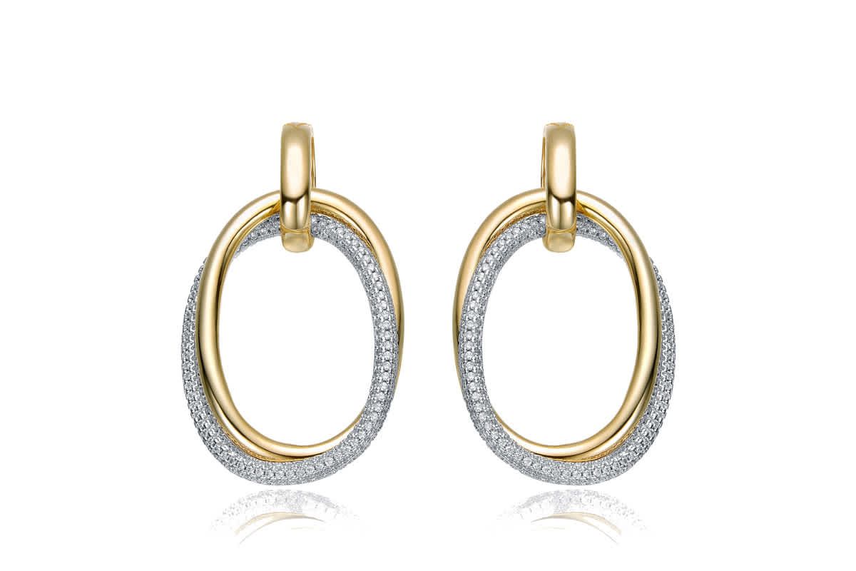 Lab Created Two-Tone with Clear Cubic Zirconia Stud Earrings